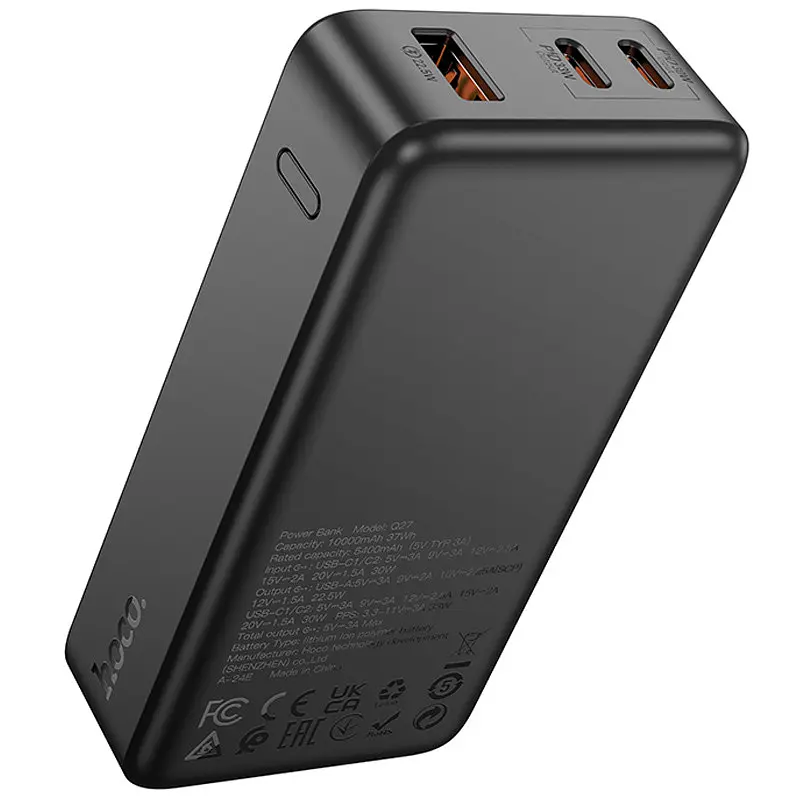 Портативний ЗП Power Bank Hoco Q27 Jewel 22.5W+PD33W 10000 mAh Black - фото 3