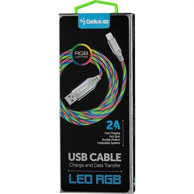 USB кабель Gelius Pro LED RGB GP-UC06i Apple Lightning Silver - фото 2