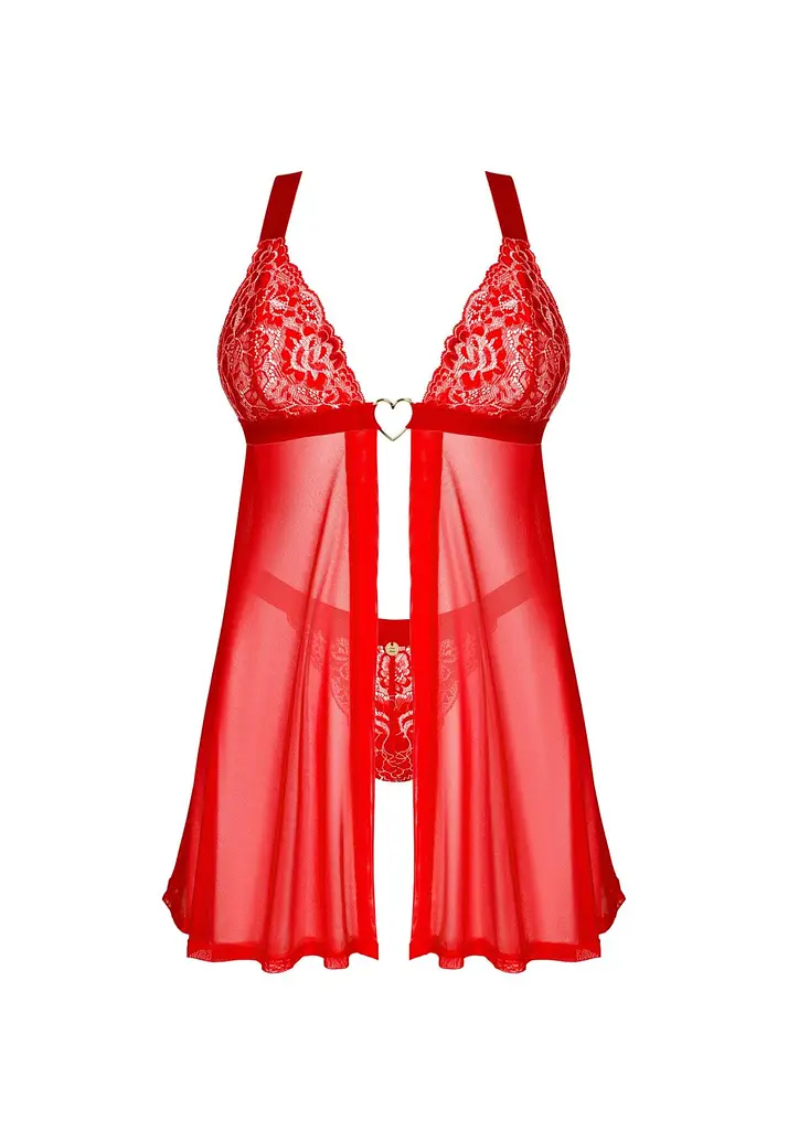 Комплект білизни Obsessive Elianes XL/2XL червоний - фото 5