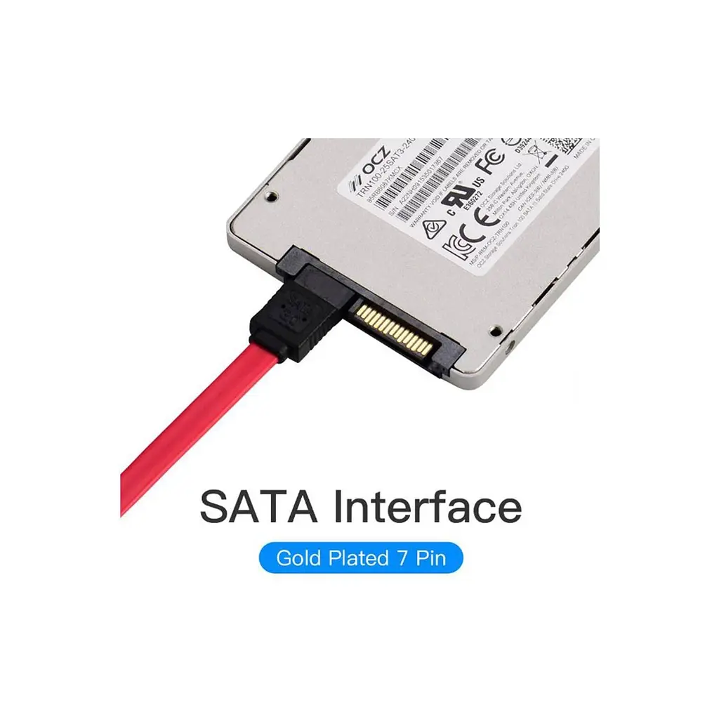 Кабель для передачі даних SATA 3.0 7pin F/F 0.5m L Red Vention (KDDRD) - фото 2