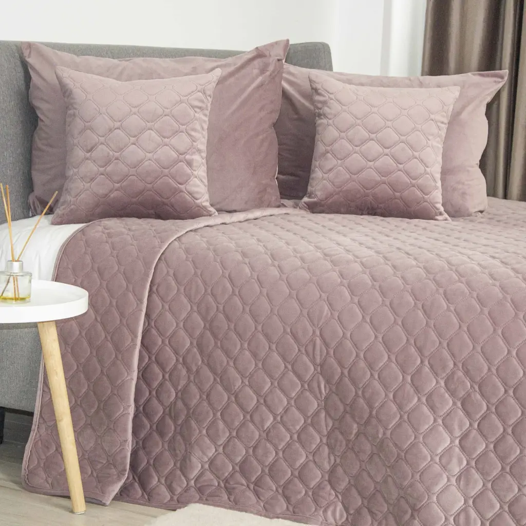 Покривало ТЕП велюрове Velour Elderberry Ромб круглий 180x240 см темно-рожеве - фото 5