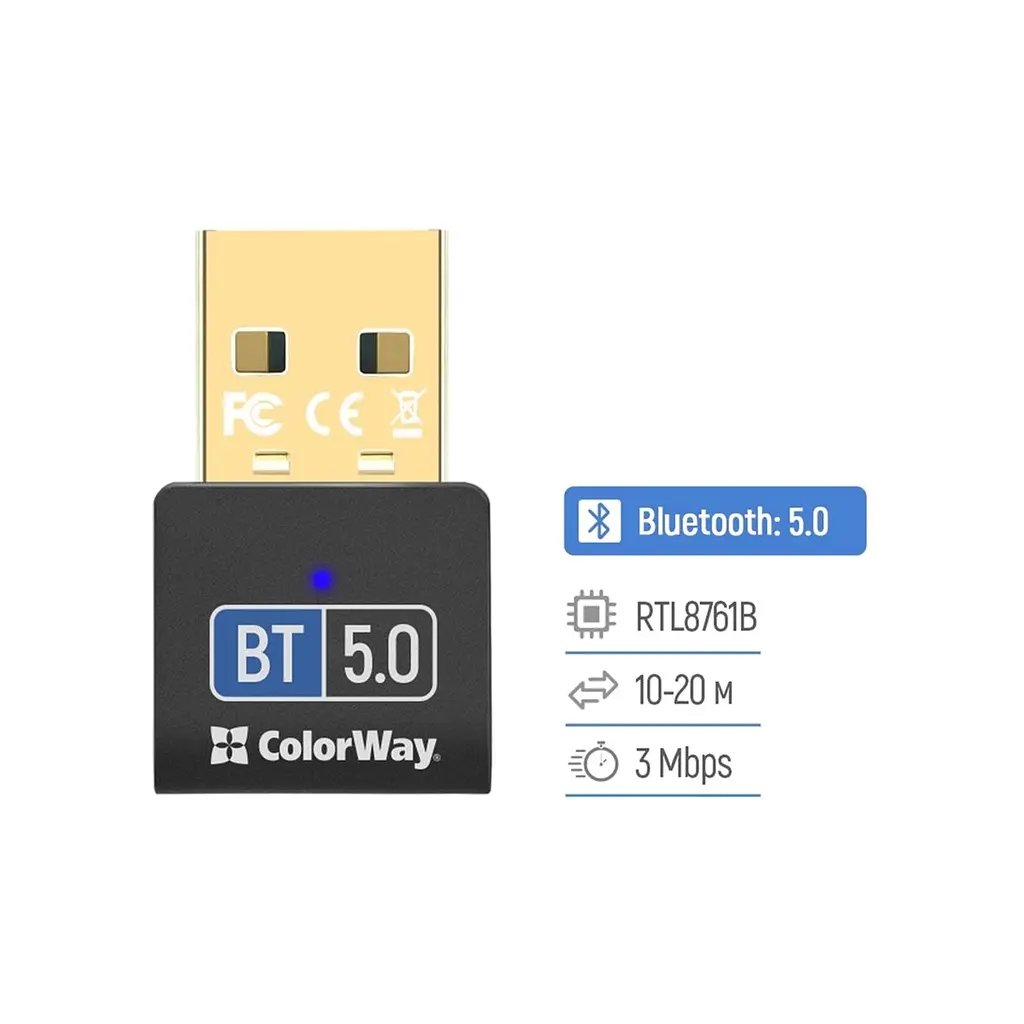 Bluetooth-адаптер ColorWay Bluetooth BT 5.0 (CW-AD-BT50) - фото 6