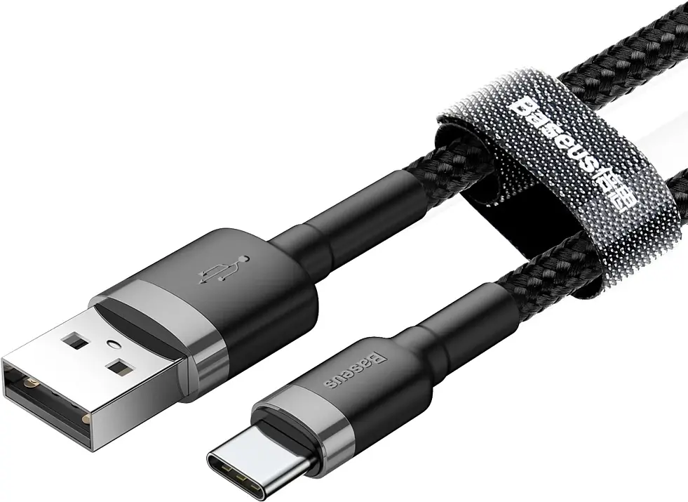 Кабель Baseus Cafule USB для Type-C 3A 1m grey black (CATKLF-BG1) - фото 2