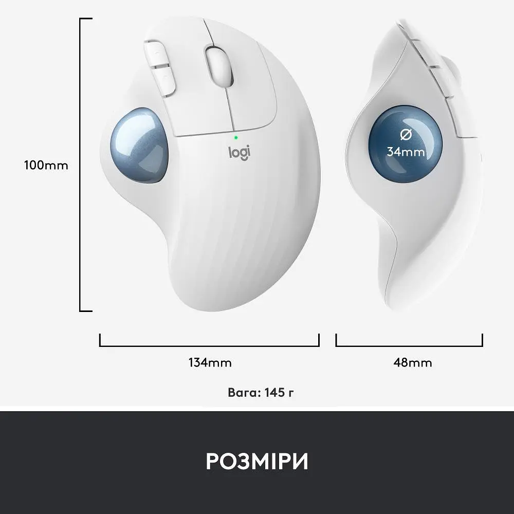 Мишка бездротова Logitech M575 Ergo Offwhite 910-006438 White - фото 9