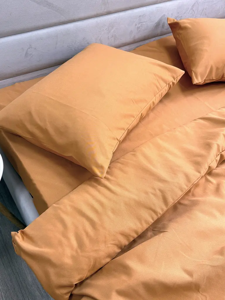 Комплект постільної білизни Ecotton двоспальний 180х215 см однотонний помаранчевий Orange (25194/2.0) - фото 7