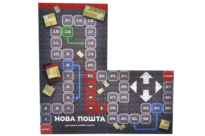 Конструктор блоковий QB300-007 "Block&Steps: НОВА ПОШТА. Центральне відділення" + ходилка та гра 3в1, 91дет. qbee - фото 2