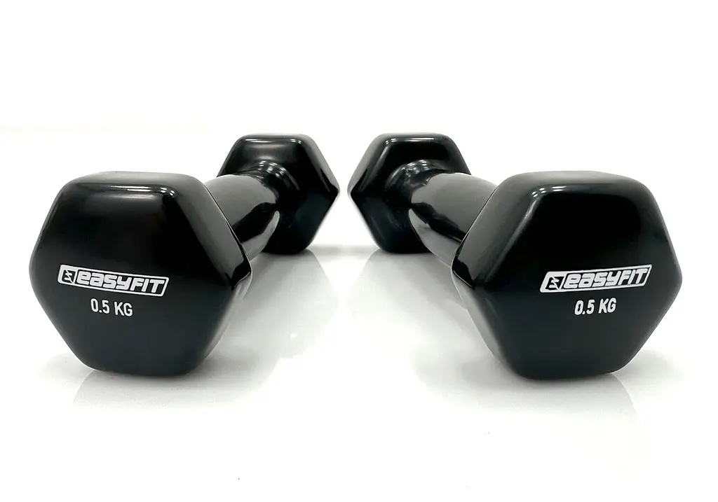 Гантель для фітнесу 0.5 кг EasyFit із вініловим покриттям чорна - фото 2