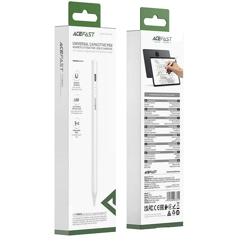 Стілус Acefast V1 Universal Capacitive Pen White - фото 4