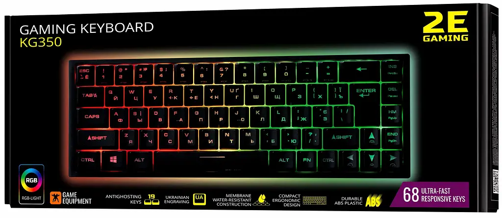 Клавіатура 2E Gaming KG350 RGB USB Black (2E-KG350UBK) - фото 6