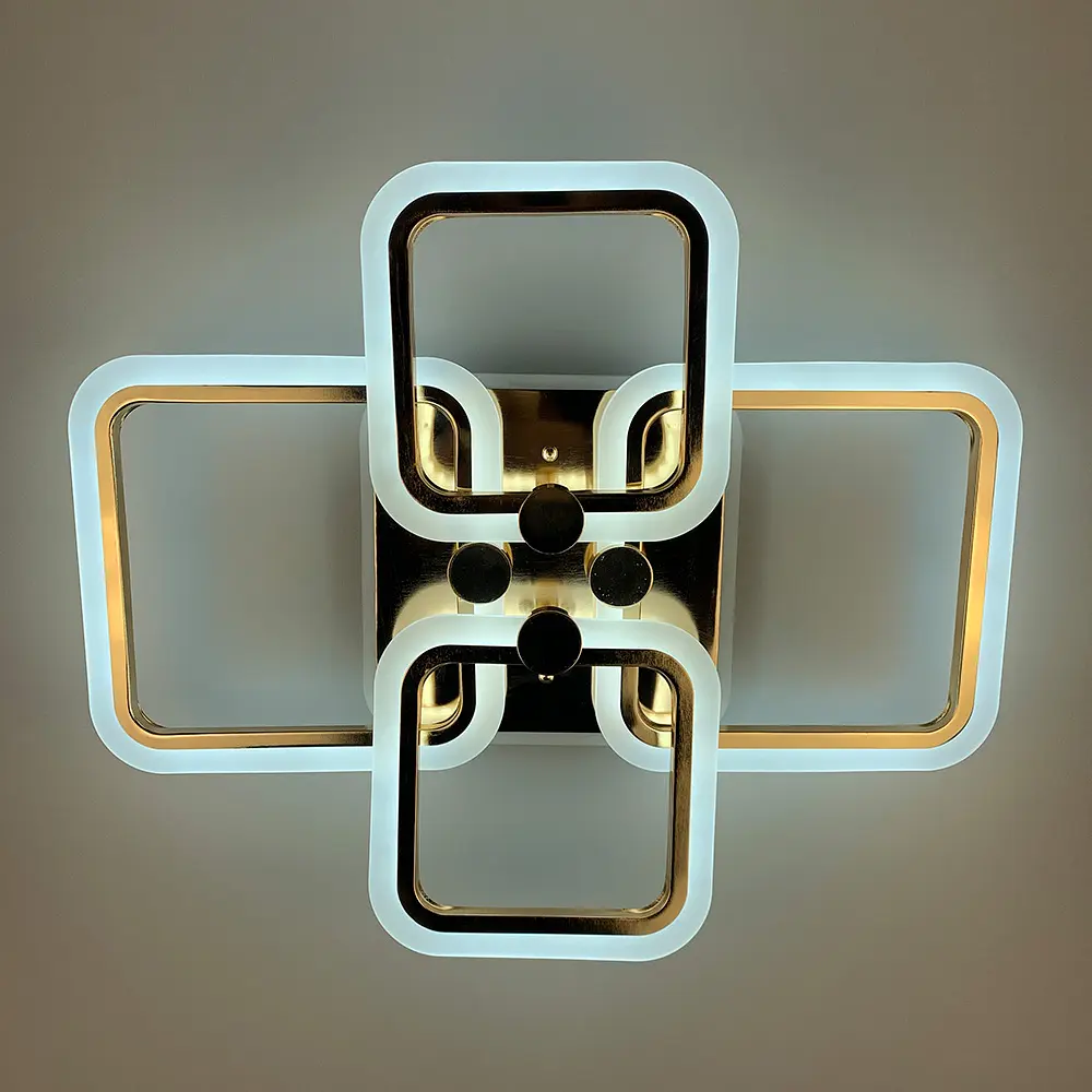 Золотая LED люстра на 2+2 рожка квадратной формы Line.F A 2503/2+2 RGB GD - фото 4