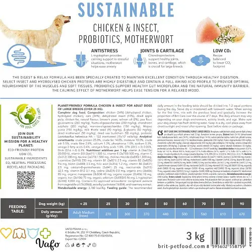 Сухий корм Brit Care Dog Sustainable Adult Large Breed для собак великих порід, з куркою та комахами, 12 кг - фото 7