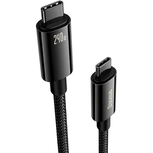 Кабель Baseus Tungsten Gold Fast Charging Data USB-C to USB-C 240W 1m Black (CAWJ040001) [91517] - фото 2