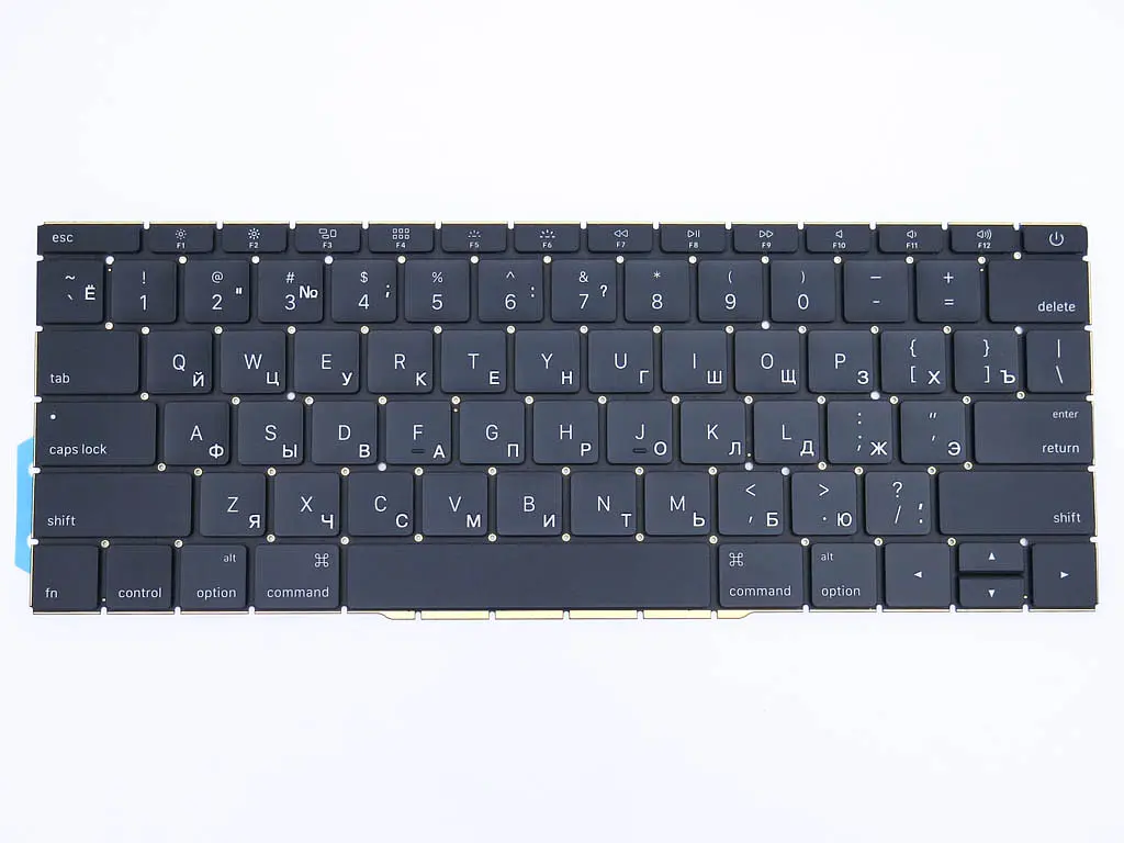 Клавіатура для APPLE MLL42LL/A Macbook Pro Retina (2016, 2017) (RU BLACK, Горизонтальний Enter з підсвічуванням). - фото 3