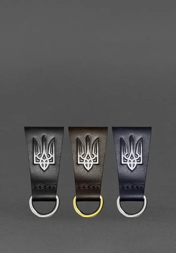 Шкіряний тренчик на пояс з тризубом - фото 5