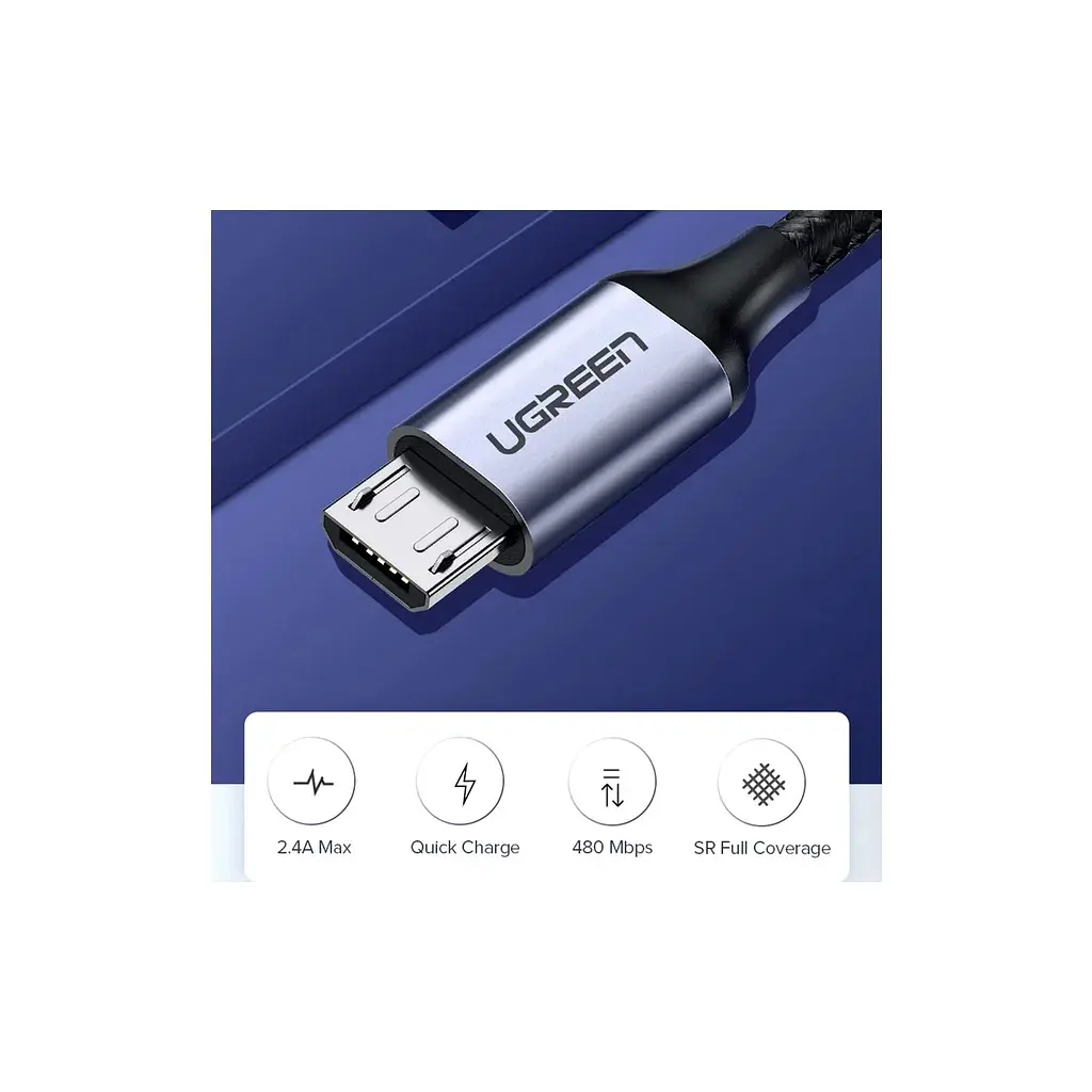 Дата кабель USB 2.0 AM to Micro 5P 1.5m 2A US290 black Ugreen (60147) - фото 3