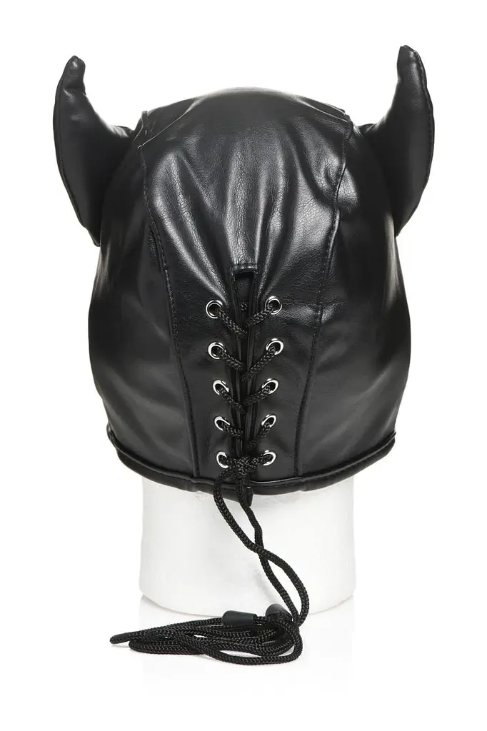 Маска Master Series Dungeon Demon Bondage Mask with Horns - Black - фото 4