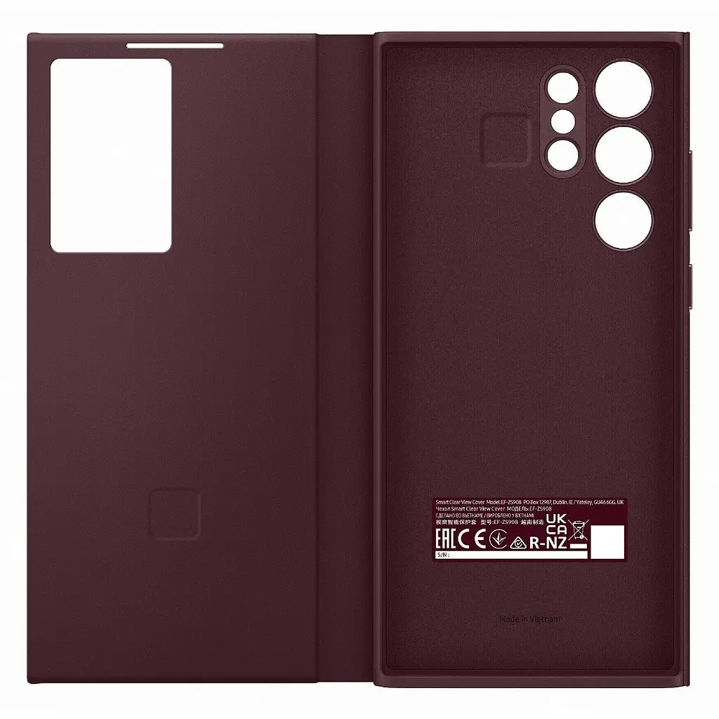 Оригінальний чохол-книжка Samsung Smart Clear View Cover для Galaxy S22 Ultra (S908) Burgundy EF-ZS908CEEGRU - фото 4
