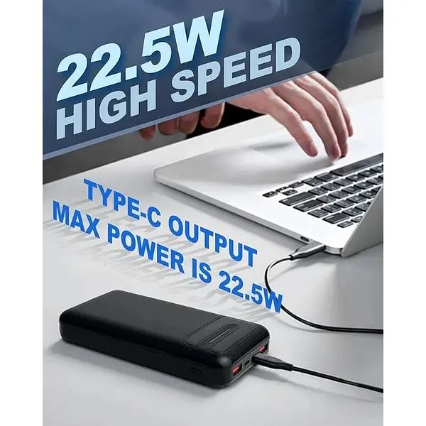 Портативний зарядний пристрій Andizun High-Speed ​​20000mAh з функцією швидкого заряджання PD для iPhone Samsung - фото 2