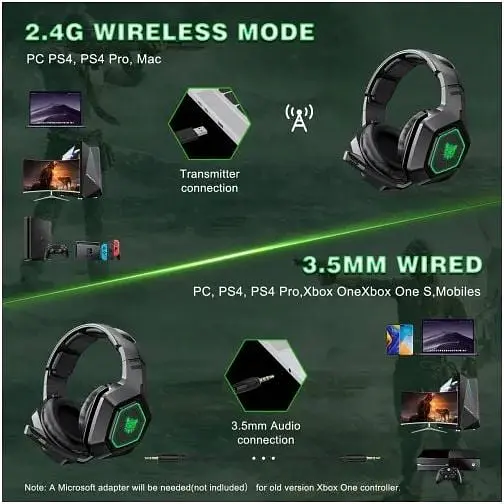 Наушники Onikuma K10 Gaming with LED 2 в 1 комбо 2.4Ghz и 3.5 mm - фото 2