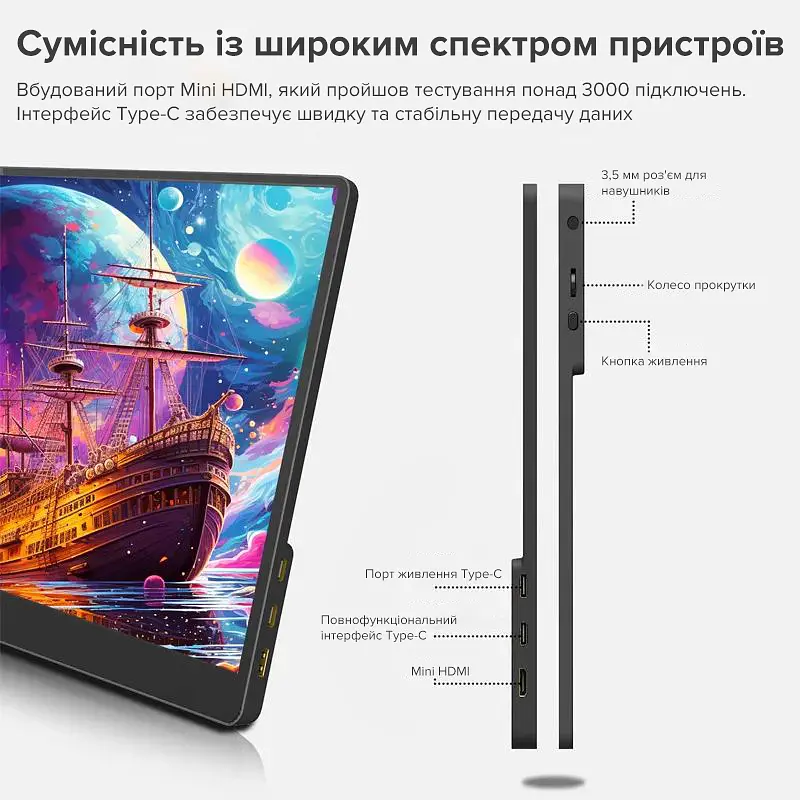 Портативний монітор GenMachine 1080p /18,5" / Full HD / HDR / 120Hz / 16:9 - фото 2