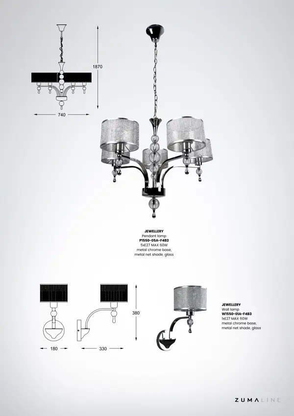 Настенный светильник Zuma Line JEWELLERY W1550-01A-F4B3 - фото 3