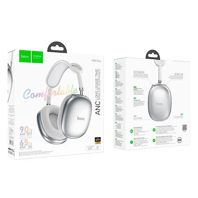Навушники Hoco Happiness ANC noise reduction BT headphones W55 Plus BT5.4, 65-90h, AUX/TF - фото 2
