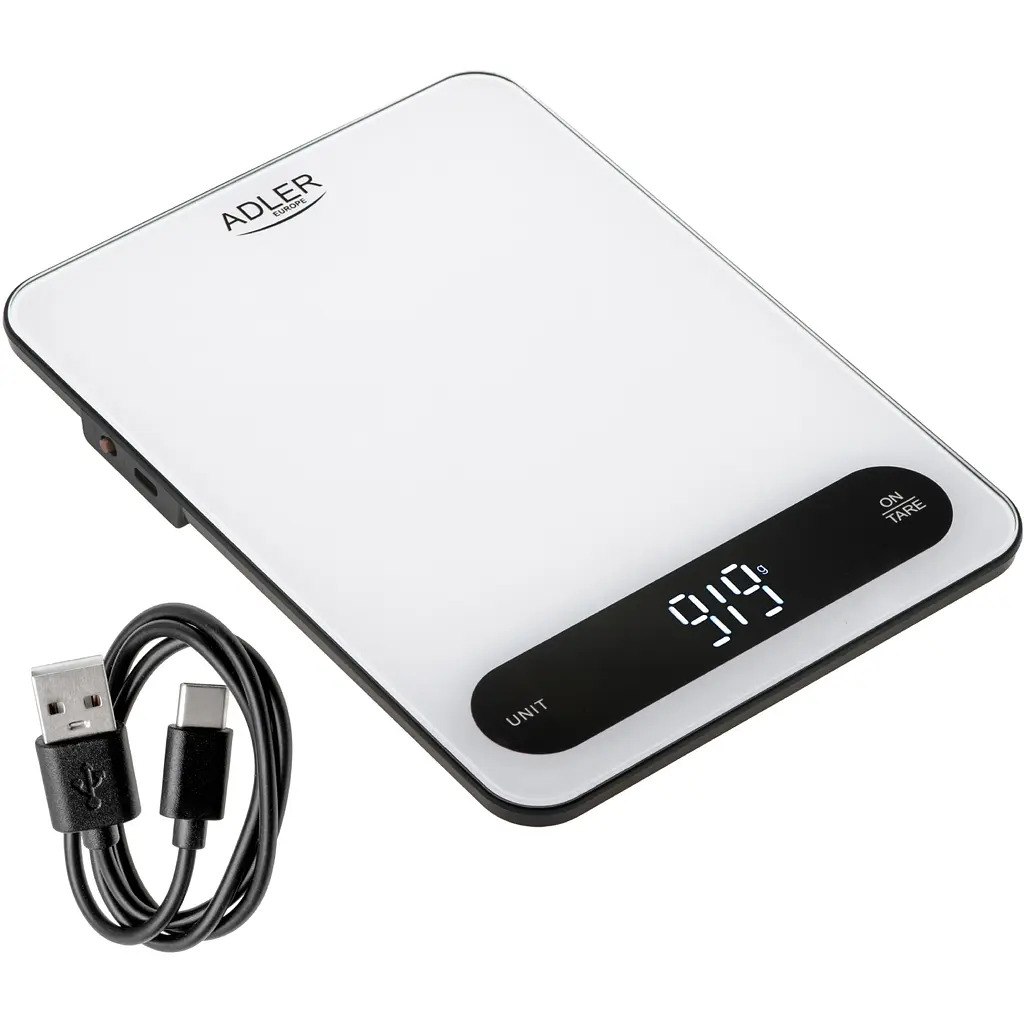 Ваги кухонні Adler AD 3177 white black електронні/ 10кг/ г; мл, унція/ USB type C/ автовимкнення - фото 4