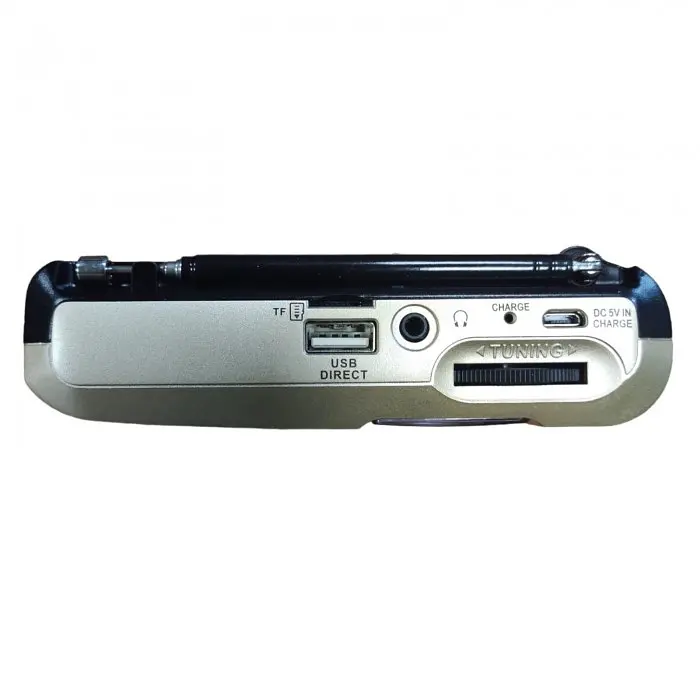 Радиоприёмник FM USB MicroSD Golon ICF-8 на аккумуляторе 18650 Золотистый - фото 4