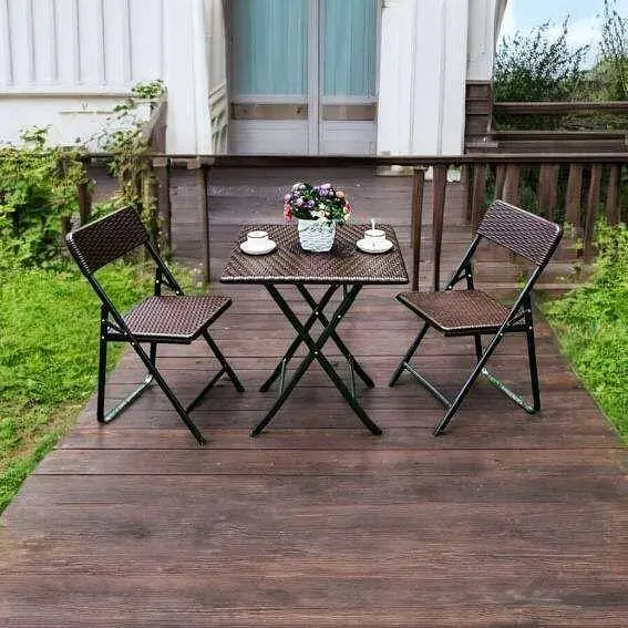 Садовий набір Spring Fun RATTAN BROWN стіл 61.5 см + 2 крісла для тераси - фото 3