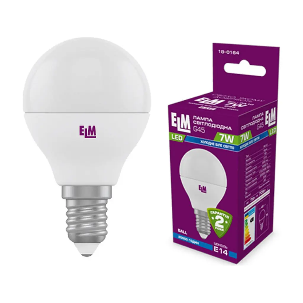 Лампочка ELM D45 7W PA10S E14 4000K (18-0164.)