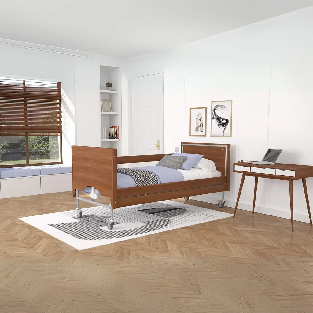 Кровать Rehabed Taurus 2 LUX металлическая с ламелями 90x200 SIL орех (Nursing care bed TAURUS 2-2602) - фото 3