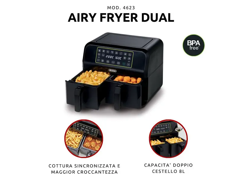 Мультипіч (аерофритюрниця) Ariete Airy Fryer Dual 4623/00 - фото 6