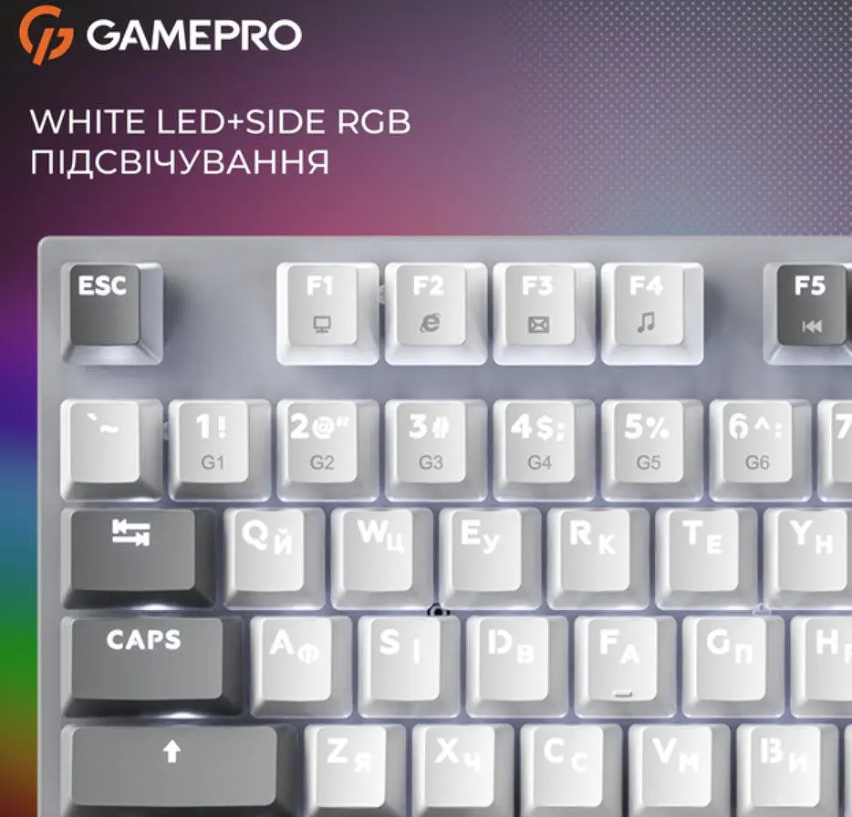 Клавіатура ігрова механічна GamePro MK-144-G Hot-Swap Outemu Red Switch USB Gray-White - фото 16