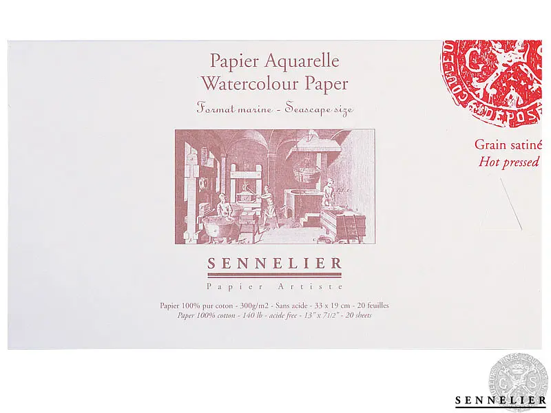 Склейка для акварели Sennelier, 20 листов, горячее прессование, 300 г/м, 26x18 см. - фото 4