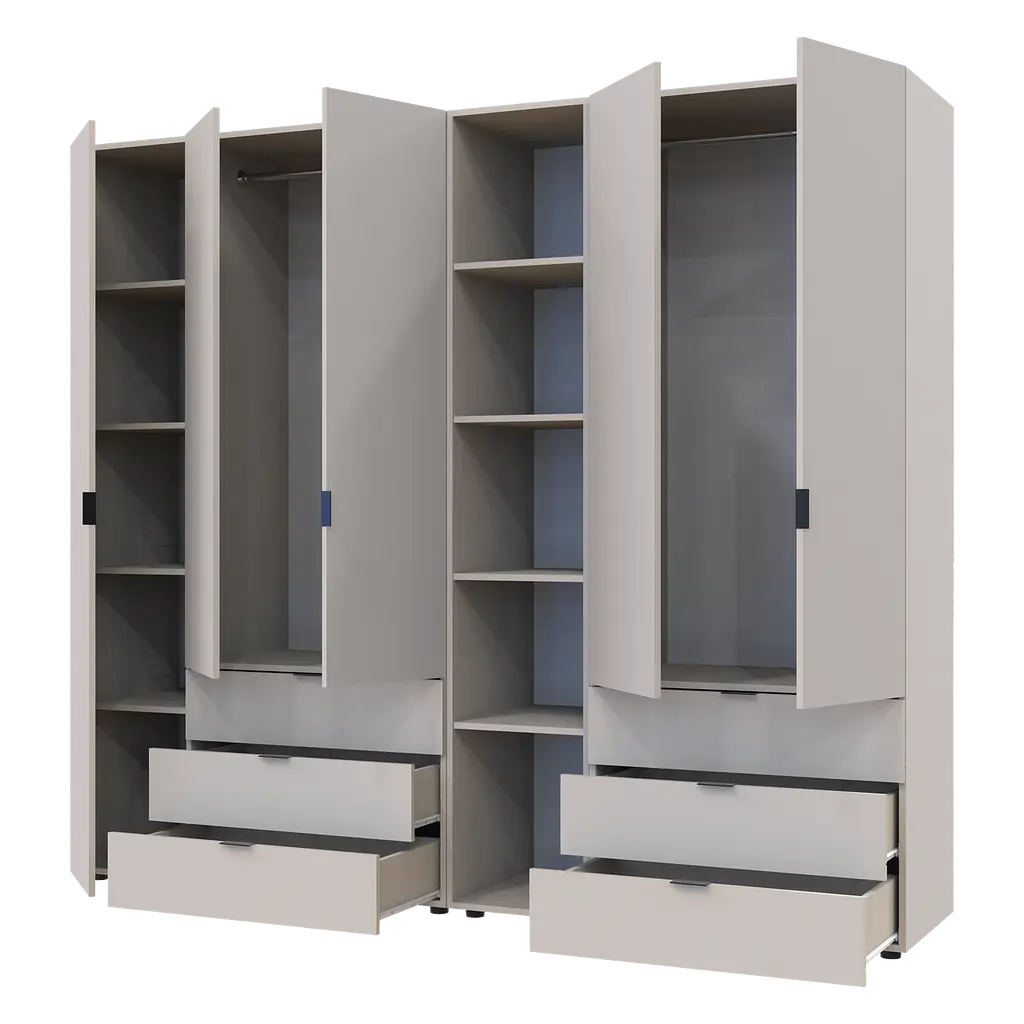 Шафа для одягу Doros Гелар з Етажеркою Кашемір 2+3 ДСП 231.9х49.5х203.4 (80737650) - фото 7