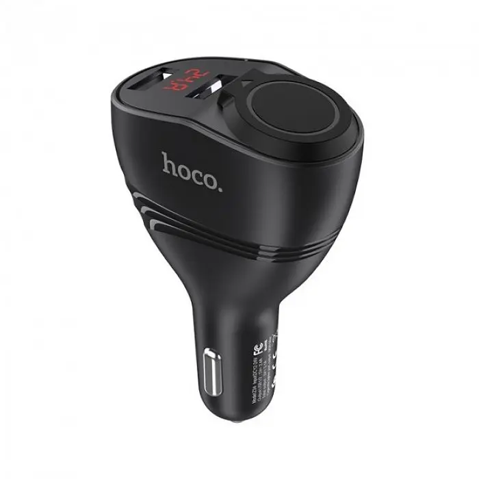 Автомобильная зарядка с дисплеем и разветвителем 2 USB черная Hoco Z34 3,1А - фото 2