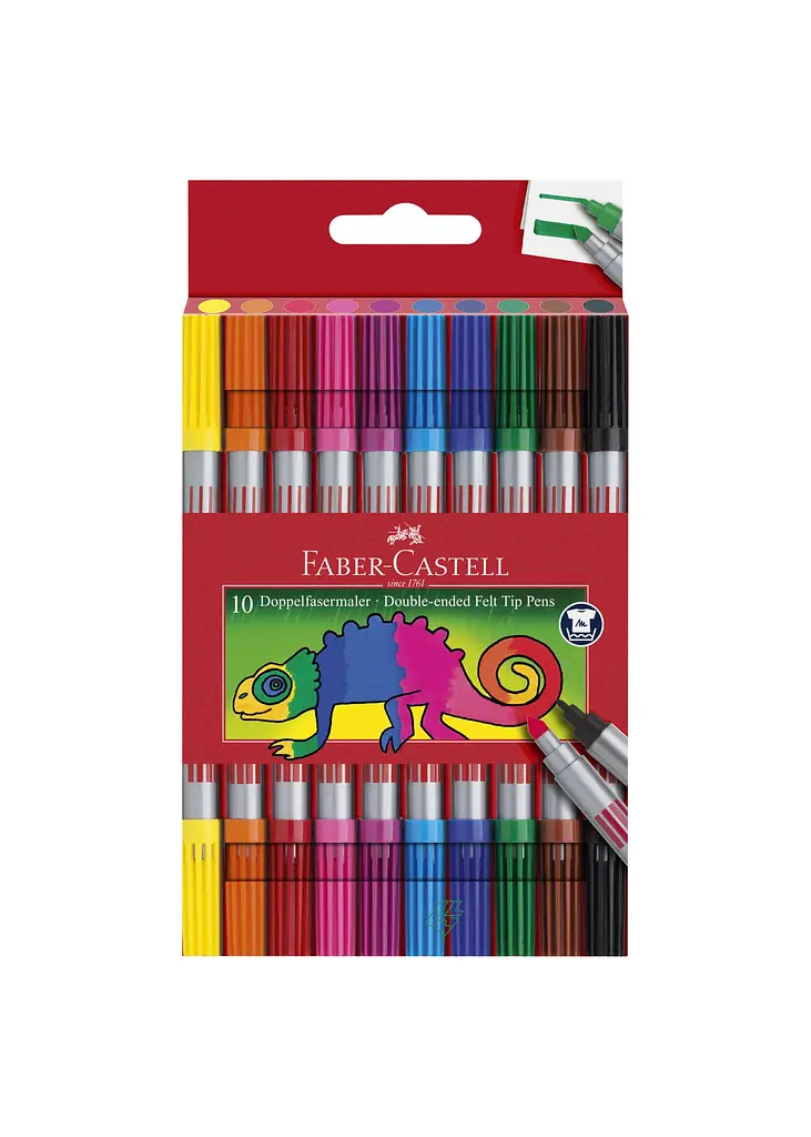 Фломастери 10 кол. FABER CASTELL Fibre-Tip двосторонні (151110) - фото 3