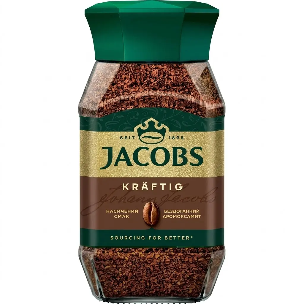 Кава розчинна Jacobs Kraftig, оригінал, 190 г банка