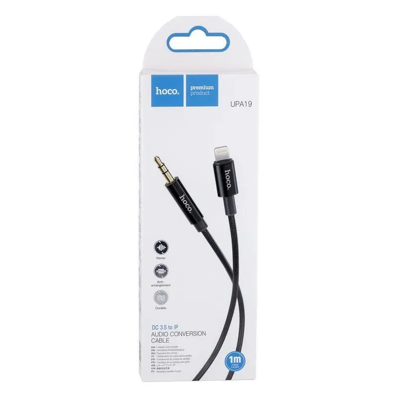 Кабель Hoco AUX UPA19 digital audio conversion cable Lightning Чорний - фото 2