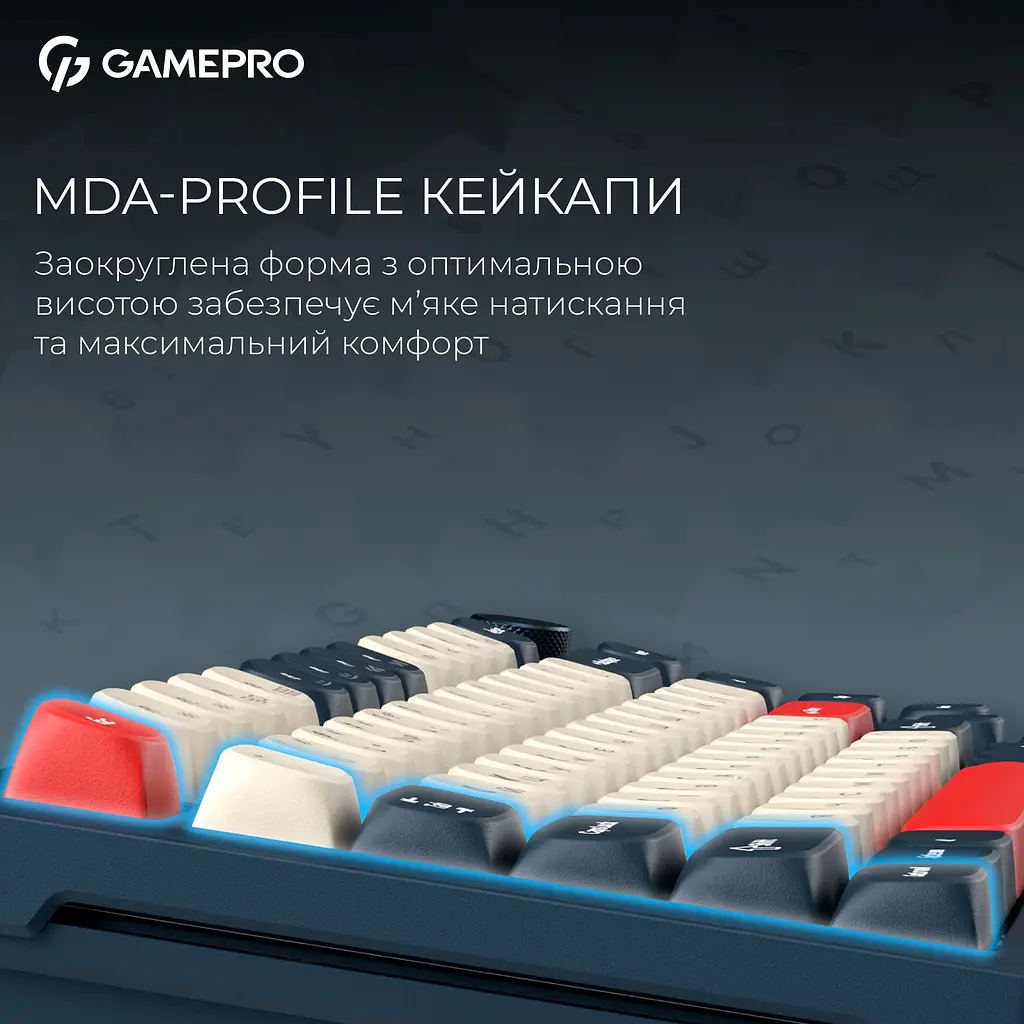 Клавиатура GamePro Asgard Yord Keychron Super Red Switch Wireless/Bluetooth/USB Blue беспроводная (MK266BL) - фото 9