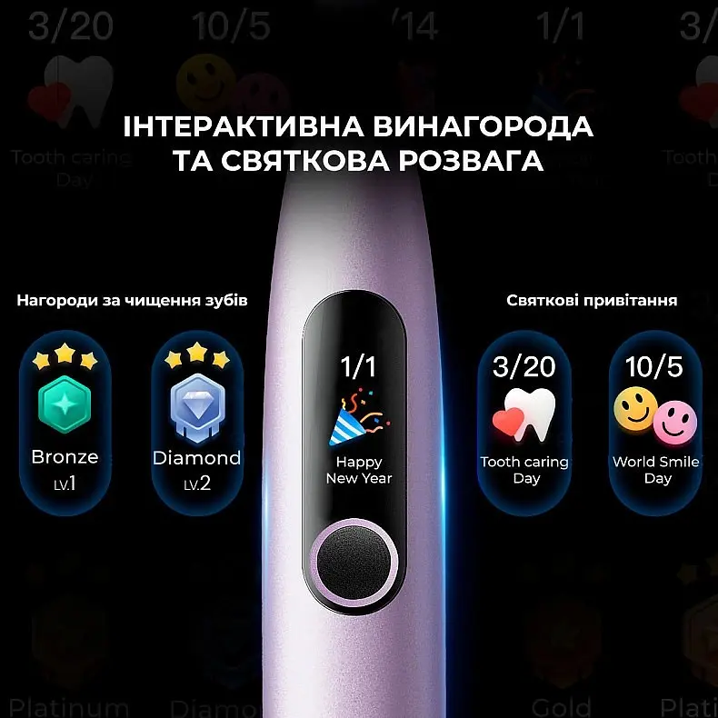 Электрическая зубная щетка Oclean X Pro Digital Purple - фото 8