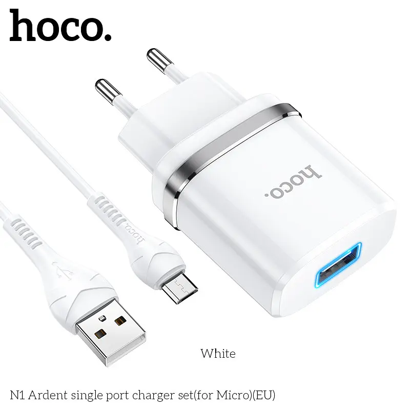 Зарядное устройство и кабель Hoco Micro USB cable Ardent charger set N1 1USB черные - фото 3