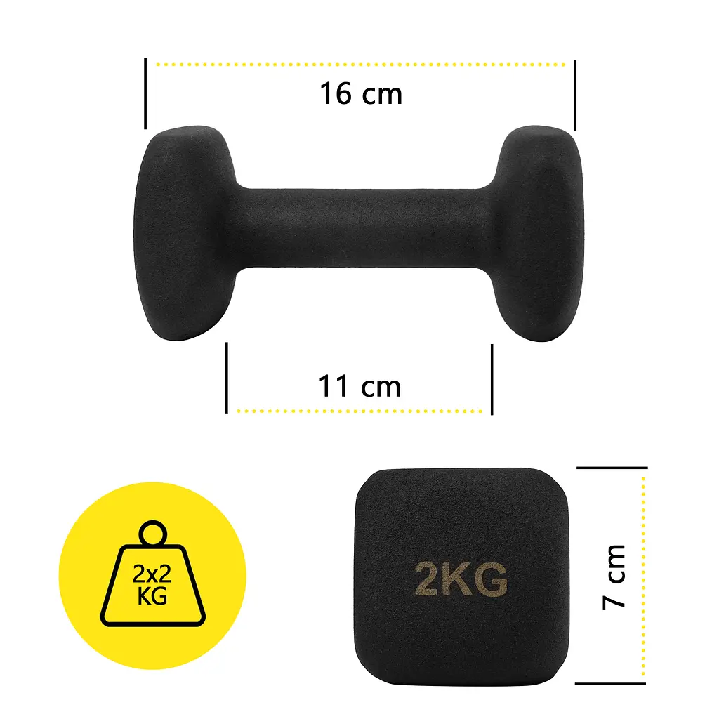 Гантелі вінілові Cornix Square 2 x 2 кг XR-0407 Black - фото 2
