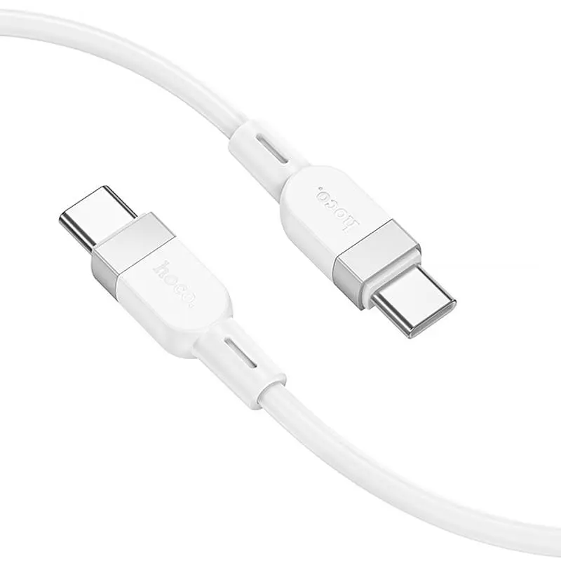 Дата кабель Hoco X109 Energy silicone Type-C to Type-C 60W (1m) White - фото 2