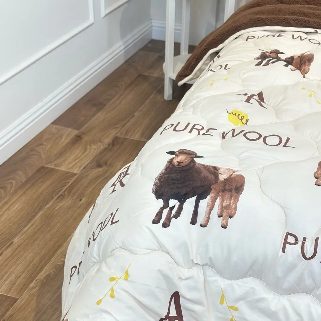 Ковдра двоспальна відкрита двостороння з вовни Arda Pure Wool 21446 175х215 см шоколадне - фото 5