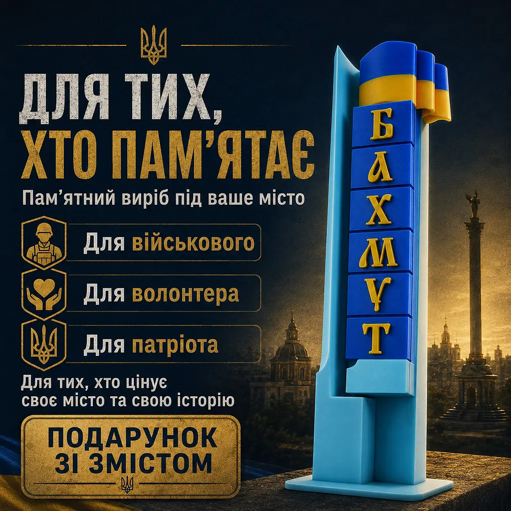 Подарункова стела «Бахмут» для військового, ветерана, волонтера — патріотичний сувенір - фото 2