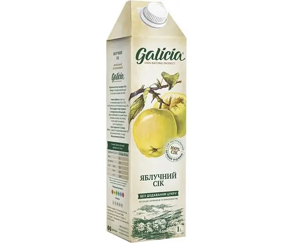 Galicia, 1 л, Сік натуральний Яблучний Галіція, без цукру - фото 3