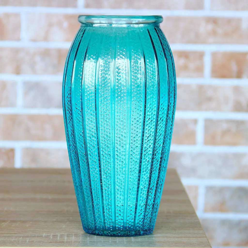 Ваза для цветов Crystal Ritz стеклянная 26 см голубая (83240425-43_YBCG-240425/3) - фото 3