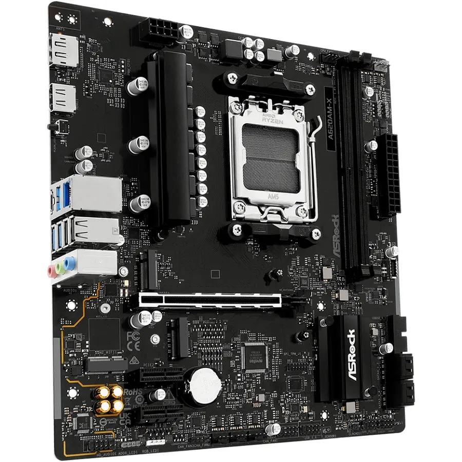 Материнська плата ASRock A620AM-X (AM5/A620A, 2xDDR5, PCIex16, DP/HDMI, 4xSATA, 2xM.2, 2.5GLan, 8ch, mATX) - фото 2