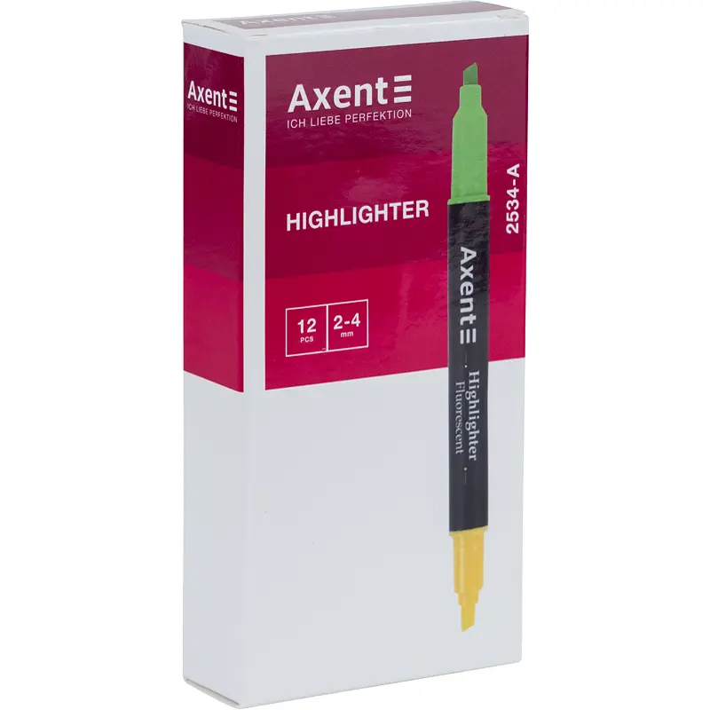 Набор маркеров Axent Highlighter Dual 2534-A клиновидный 2-4 мм 12 шт. голубой/желтый (2534-02-A) - фото 2